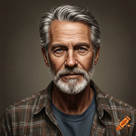 Stylized portrait of an older man with grey hair and beard wearing a ...