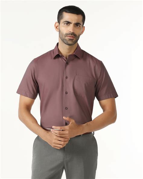 Buy Red Half Sleeve Textured Shirt From Zander Collection