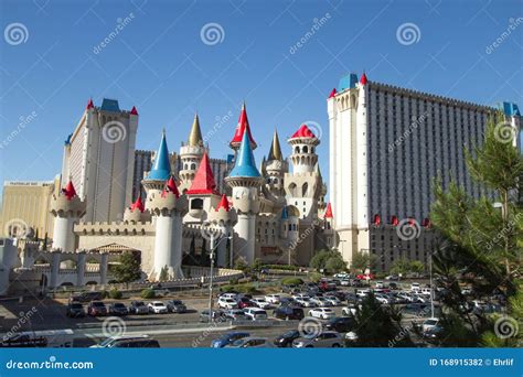 Excalibur Resort with View of Full Parking Lot on Las Vegas Strip ...