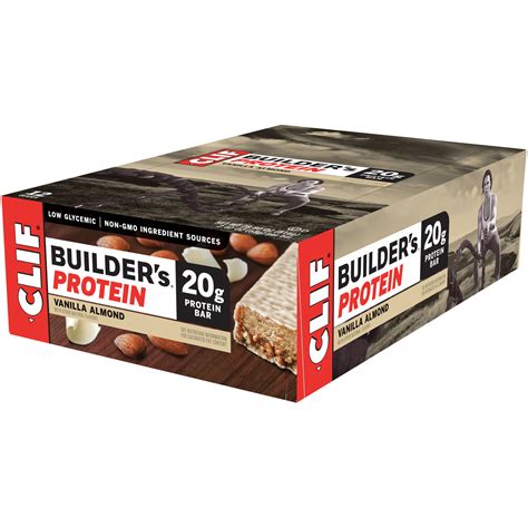 CLIF Builders, Protein Bar Vanilla Almond, 2.4 oz. Bars (12 Count ...