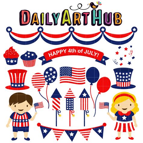 4th of July Clip Art Set – Daily Art Hub // Graphics, Alphabets & SVG