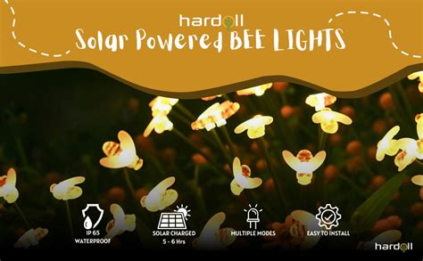 hardoll Solar Lights Outdoor 24 LED Honey Bee Lamp for Home Garden ...