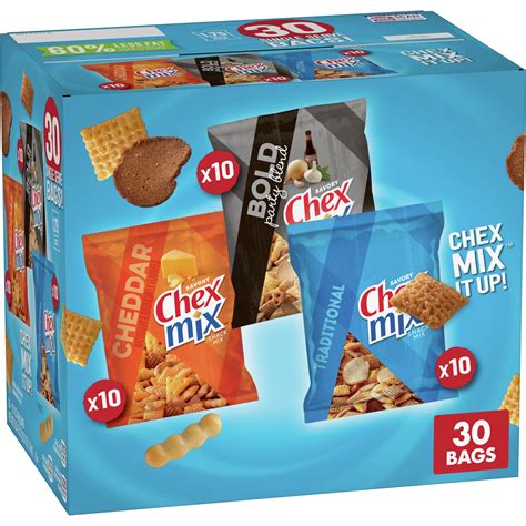 Chex Mix, Snack Mix Variety Pack, Savory Cheddar Party Blend, 52.5 oz ...