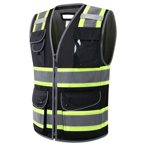 Snapklik.com : JKSafety 11 Pockets Hi-Vis Black Mesh Safety Vest For ...