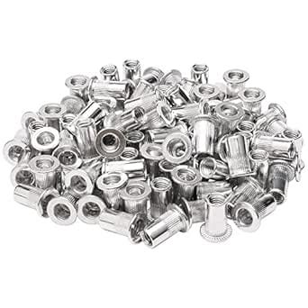JIUWU M5 5mm Flat Head Aluminum Rivet Nut Blind Insert Nut Pack of 100 ...
