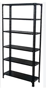 Black Adjustable Set of 6-Shelf Metal Shelving Unit Storage Utility ...