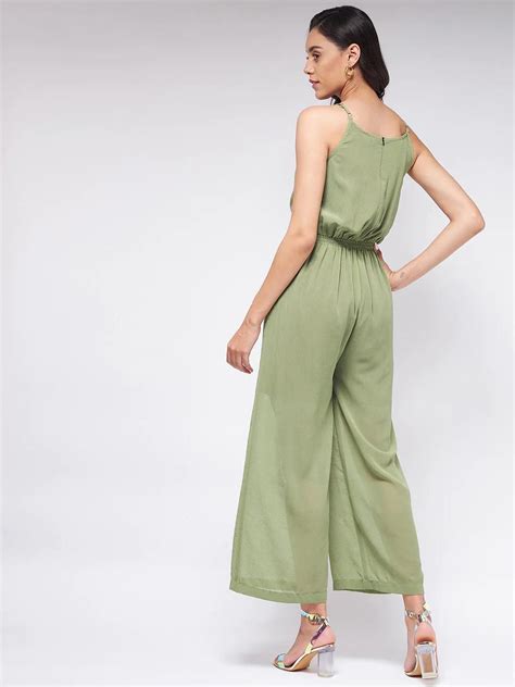 PANNKH Flaunt Yourself With Solid Green Cowl Neckline Jumpsuit – ZuriG
