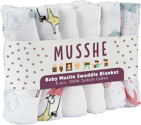 Amazon.com: 6 Pack Muslin Squares, Muslin Swaddle Blankets- Burb Cloths ...