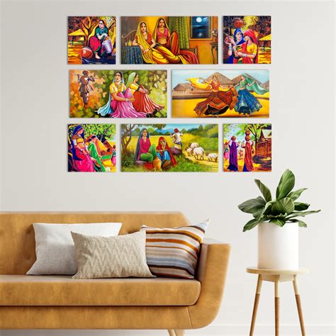 Ethnic Indian Village Canvas Painting - Exquisite Wall Decor – Paper ...