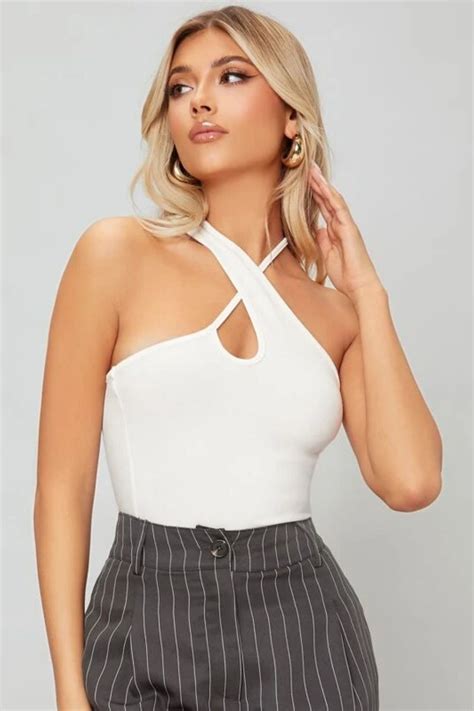 White Halter Neck Bodycon Top – Styched Fashion