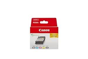 Canon PGI-580 CLI-581 BK C M Y PGBK Pack of 5 Cartridges (Black Cyan ...