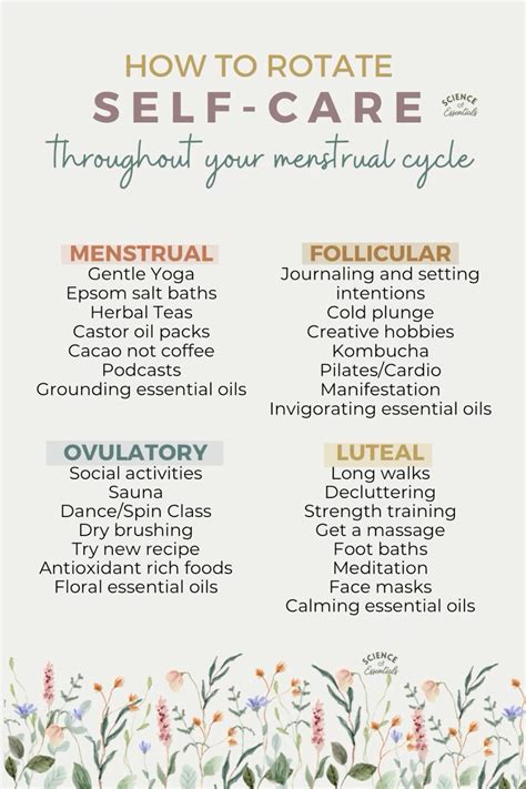 How to rotate self care throughout your menstrual cycle, science of essential, menstrual phases ...