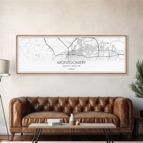 Panoramic Montgomery City Map, Alabama Art, Map Print, Minimalist Wall ...