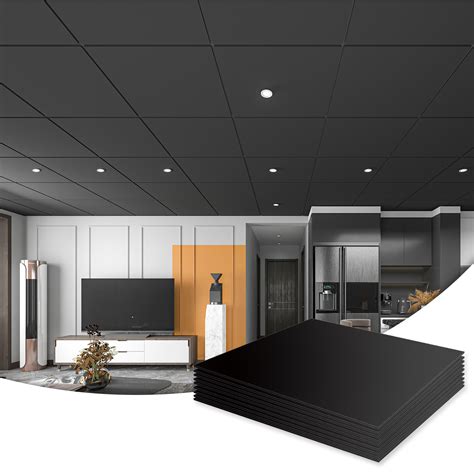 A10920BK-Art3d 12-Pack Smooth Drop Ceiling Tile 2ft x 2ft in Black, PVC ...