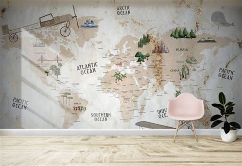 Shop World Map Wallpaper for Walls Online - From ₹99/sq ft