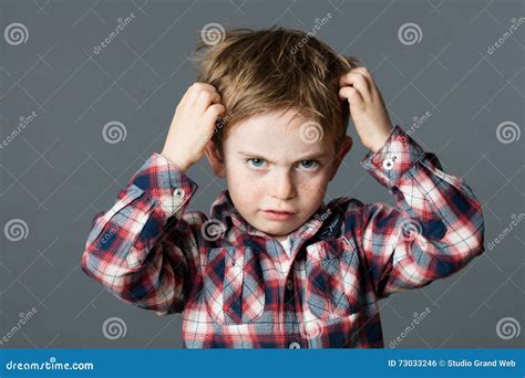Unhappy Kid Scratching His Hair for Head Lice or Allergies Stock Photo ...