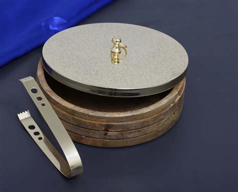 Maverics Mango Wooden Stylish Chapati Box with Stainless Steel Tong ...