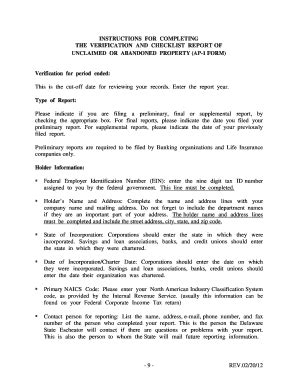 Fillable Online revenue delaware - 9 - REV.02/20/12 INSTRUCTIONS FOR ...