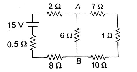 The current from the battery in circuit diagram shown is