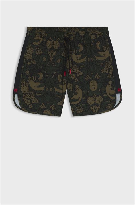 HUGO - Printed swim shorts with embroidered logo - Green