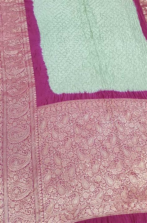 Grey Bandhani Pure Silk Kanjeevaram Border Saree - Luxurionworld