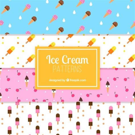 Nice decorative patterns of ice cream set | Free Vector
