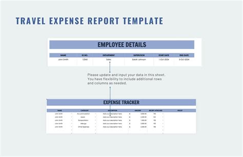 Free Travel Expense Report Template - Download in Excel, Google Sheets ...