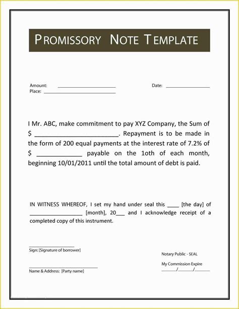 Promissory Note Template Word 的图像结果