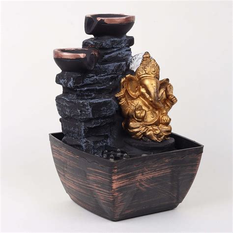 Lord Ganesha Water Fountain With LED Light Bring a sense of peace and ...