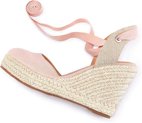 Buy Nailyhome Womens Espadrille Wedge Sandals Closed Toe Platform Lace ...