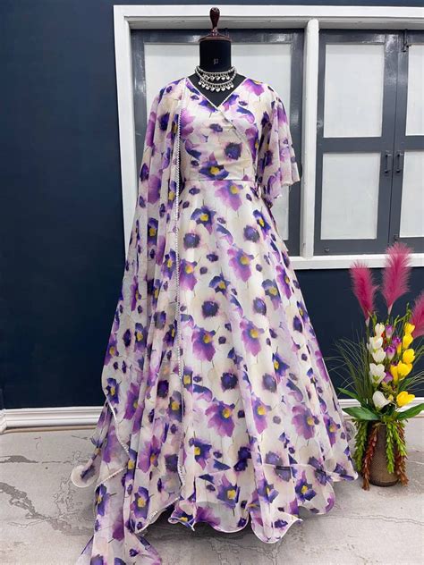 Designer White Color Floral Printed Gown - Clothsvilla