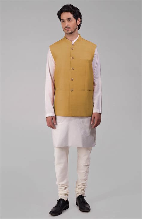 Gold Pure Raw Silk Waistcoat Bandi Jacket – Talking Threads