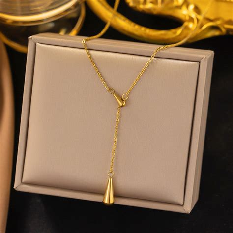 Designs & You Gold Plated Stainless Steel Anti Tarnish Teardrop Pendan ...