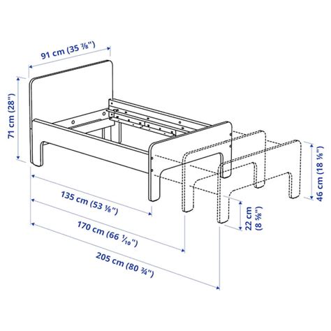 SLÄKT ext bed frame with slatted bed base, white, 80x200 cm (311/2x783 ...