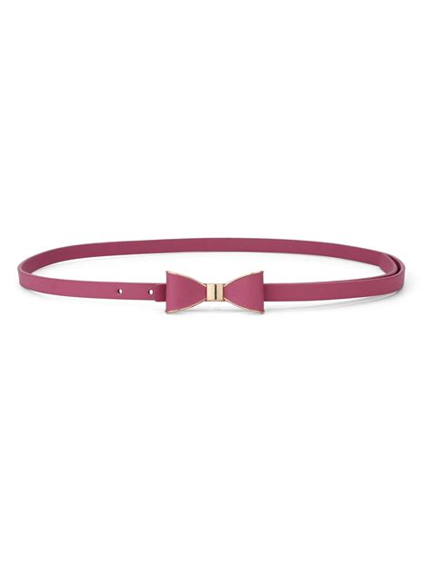 Unique Bargains - Skinny Waist Belt Metal Bow-knot No Buckle Thin Belt ...