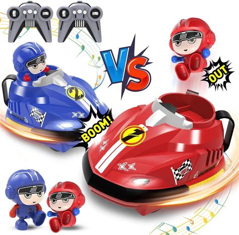 Cots and Cuddles 2-Player Remote Control Bumper Cars with Ejecting Dri ...