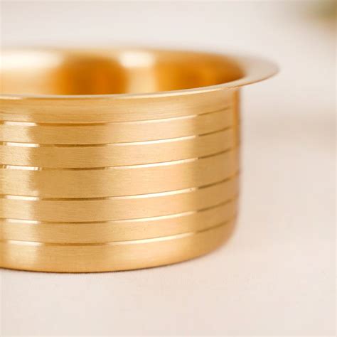 Circular Pinstriped Pure Brass Filter Coffee Dabara Set For 2 Online ...