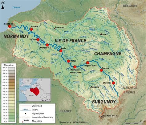 Seine River Physical Map