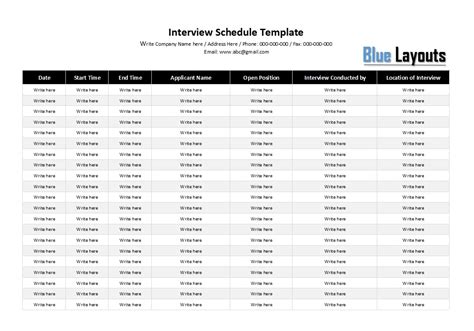 Interview Schedule Template 的图像结果