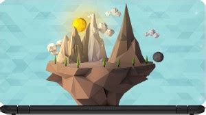 STORESOME low poly floating island wallpaper Premium vinyl Reusable ...