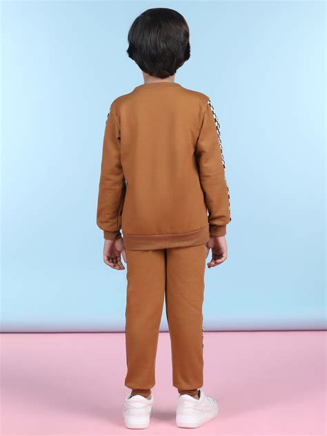 Cutiekins Boys Brown & White Sweatshirt With Trackpant