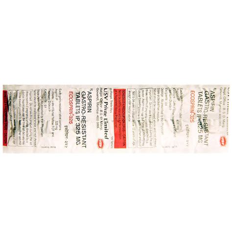 Ecosprin-325 Tablet 14's Price, Uses, Side Effects, Composition ...