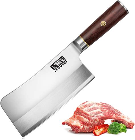 Amazon.com: HOSHANHO 7 inch Cleaver Knife, High Carbon Powder Steel ...