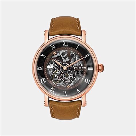 Timex E Class Men Quartz Grey Dial Analog Leather Watch TWEG16704 ...