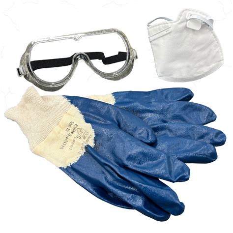 Vapour Mask, Chemical Resitant Gloves & Goggles
