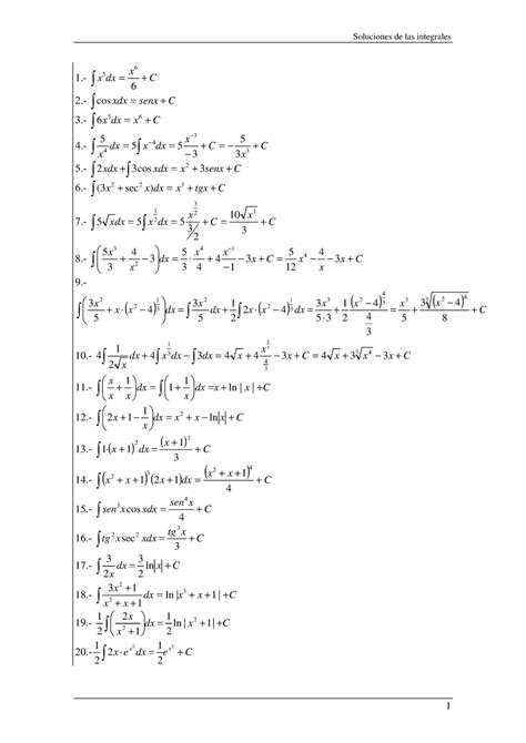 Integrales - 1.- ∫ = +C x x dx 6 6 5 2.- ∫ cosxdx= senx+C 3.- ∫ x dx= x ...