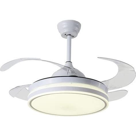 SND Home Decor Elegant White Ceiling Fan with Light, Modern Invisible ...