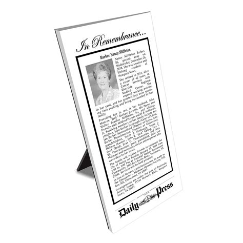 Daily Press Keepsake Obituary Plaque | Shop the Daily Press Official Store