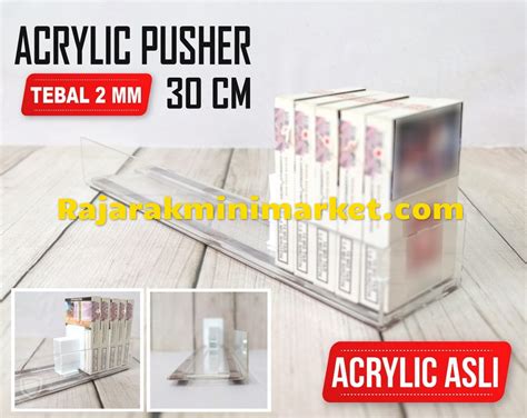 DISPLAY ACRYLIC – AKRILIK PUSHER ROKOK OTOMATIS P.30CM | RAK MINIMARKET