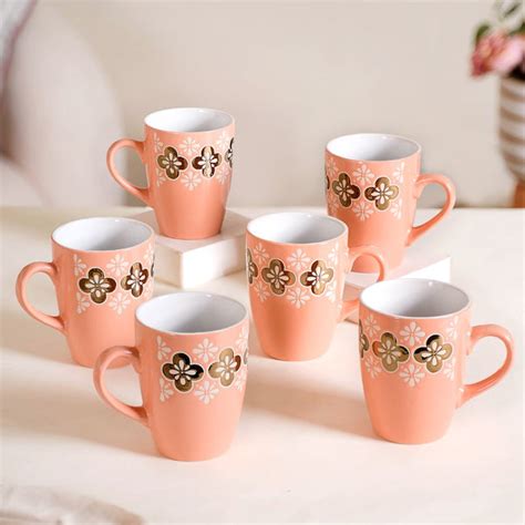 Peach Perfect Coffee Mug Set Of 6 350ml Online - Premium Coffee Mug ...